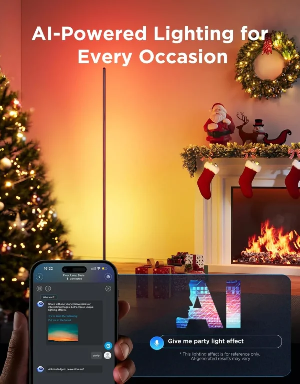 Govee RGBIC Floor Lamp, LED Corner Lamp Works with Alexa, 1000 Lumen Smart Modern Floor Lamp with Music Sync and 16 Million DIY Colors, Color Changing Standing Lamp for Bedroom Living Room Black