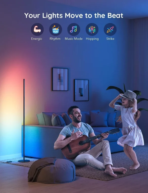 Govee RGBIC Floor Lamp, LED Corner Lamp Works with Alexa, 1000 Lumen Smart Modern Floor Lamp with Music Sync and 16 Million DIY Colors, Color Changing Standing Lamp for Bedroom Living Room Black