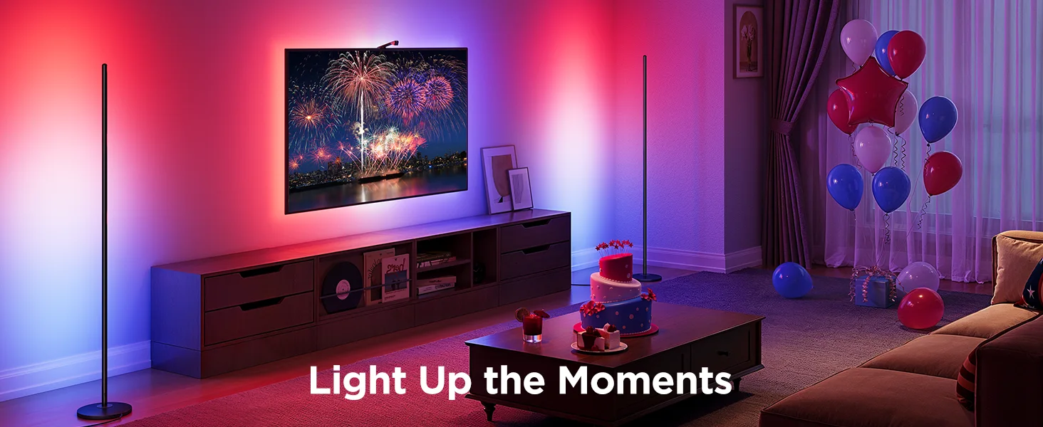 Govee RGBIC Floor Lamp, LED Corner Lamp Works with Alexa, 1000 Lumen Smart Modern Floor Lamp with Music Sync and 16 Million DIY Colors, Color Changing Standing Lamp for Bedroom Living Room Black