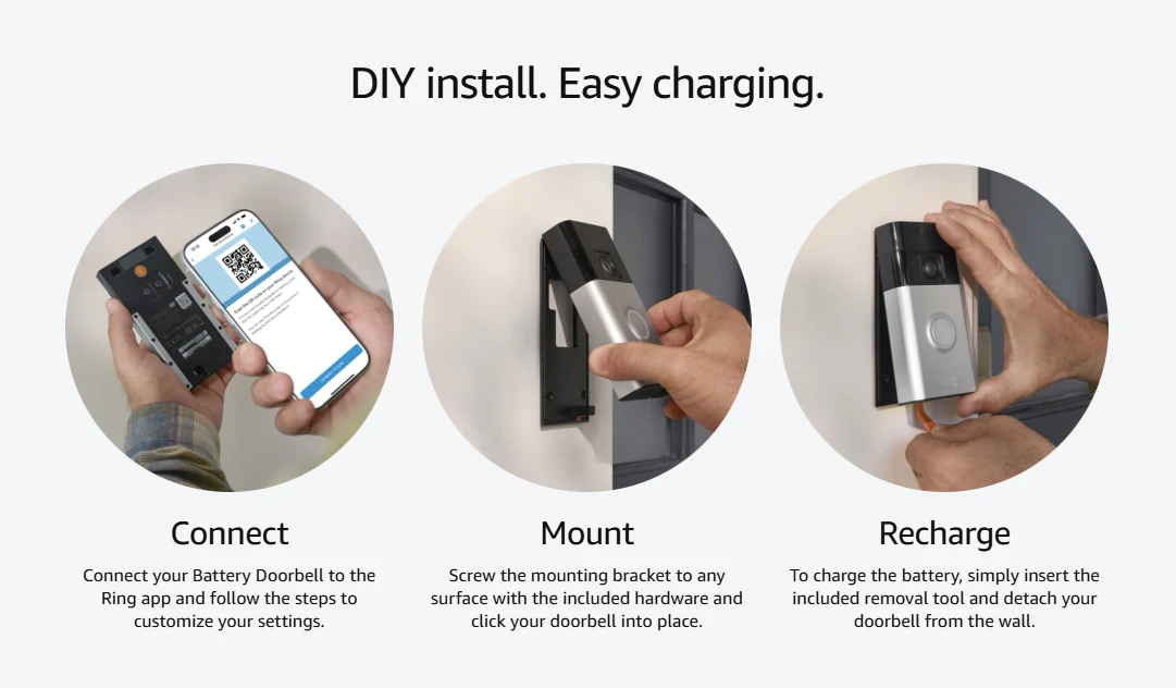 Ring Battery Doorbell, Head-to-Toe Video, Live View with Two-Way Talk, and Motion Detection & Alerts (2024 release), Venetian Bronze