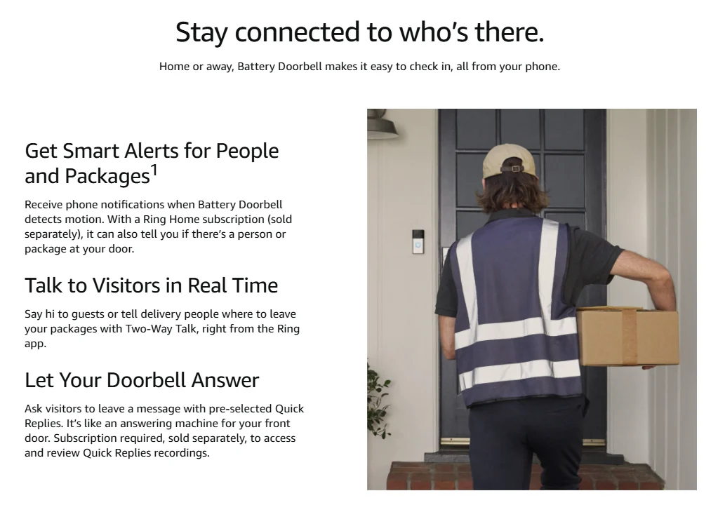 Ring Battery Doorbell, Head-to-Toe Video, Live View with Two-Way Talk, and Motion Detection & Alerts (2024 release), Venetian Bronze